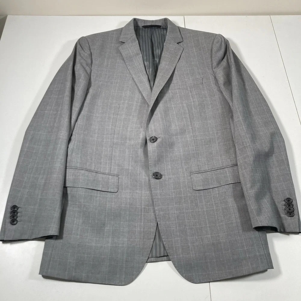 NEW Banana Republic Guabello Blazer 40R Modern Gray Glen Plaid Wool Sport Coat